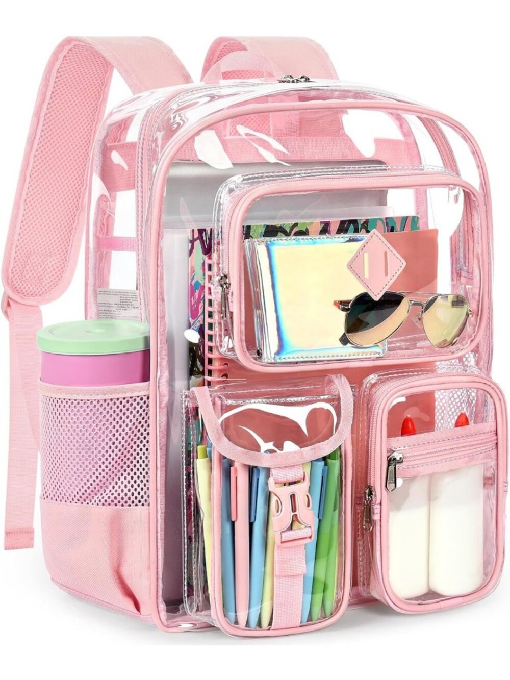 Large Clear Backpack 17 Inch | Transparent Bookbag with Reinforced Straps for